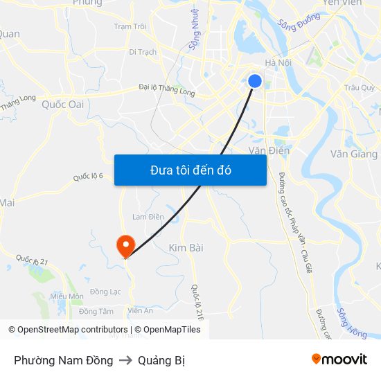 Phường Nam Đồng to Quảng Bị map