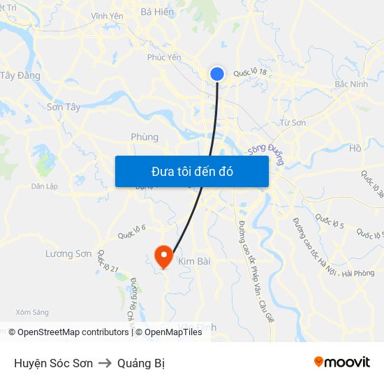 Huyện Sóc Sơn to Quảng Bị map