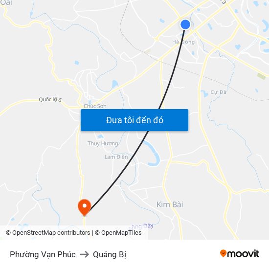 Phường Vạn Phúc to Quảng Bị map