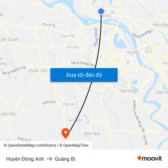 Huyện Đông Anh to Quảng Bị map