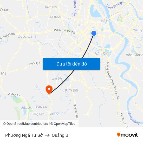 Phường Ngã Tư Sở to Quảng Bị map