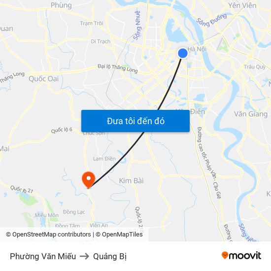 Phường Văn Miếu to Quảng Bị map