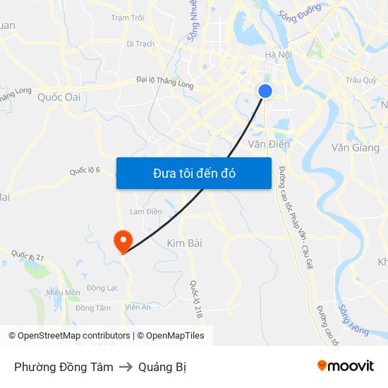 Phường Đồng Tâm to Quảng Bị map