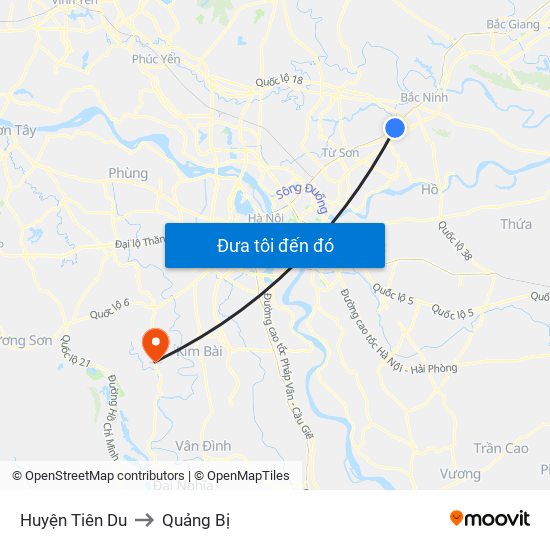 Huyện Tiên Du to Quảng Bị map