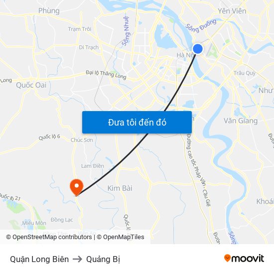 Quận Long Biên to Quảng Bị map