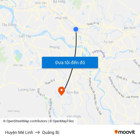 Huyện Mê Linh to Quảng Bị map