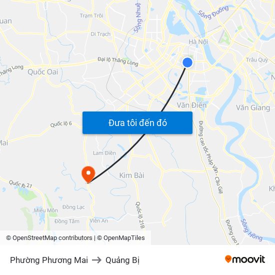 Phường Phương Mai to Quảng Bị map