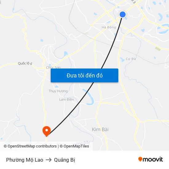 Phường Mộ Lao to Quảng Bị map