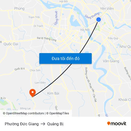 Phường Đức Giang to Quảng Bị map