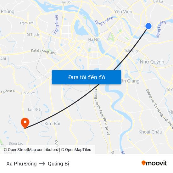 Xã Phù Đổng to Quảng Bị map