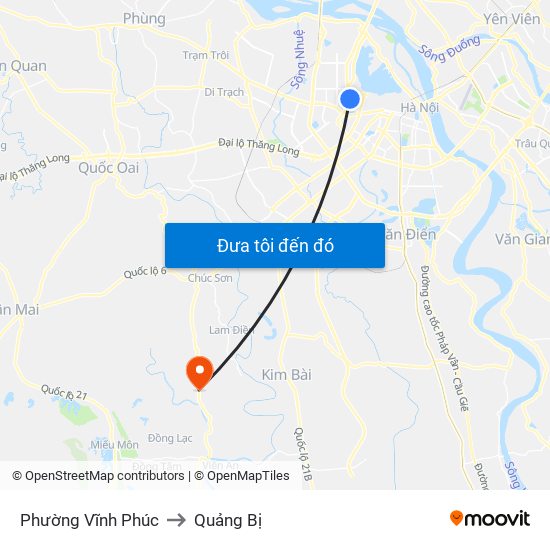 Phường Vĩnh Phúc to Quảng Bị map