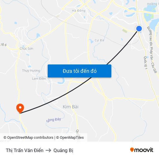 Thị Trấn Văn Điển to Quảng Bị map