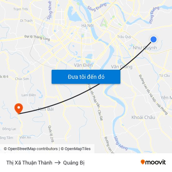 Thị Xã Thuận Thành to Quảng Bị map