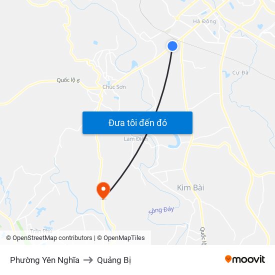 Phường Yên Nghĩa to Quảng Bị map