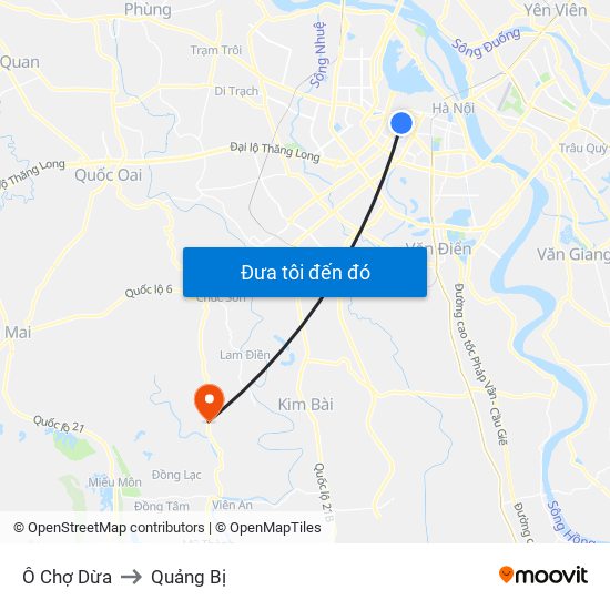 Ô Chợ Dừa to Quảng Bị map
