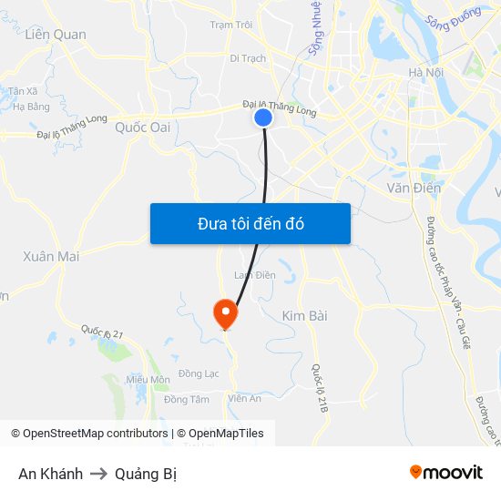 An Khánh to Quảng Bị map