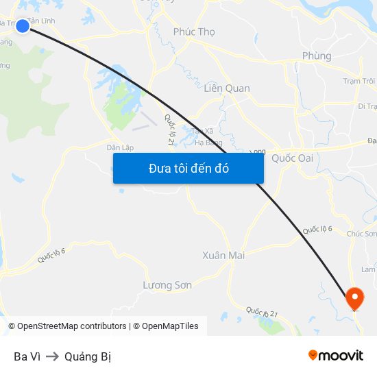 Ba Vì to Quảng Bị map