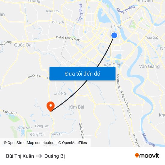 Bùi Thị Xuân to Quảng Bị map