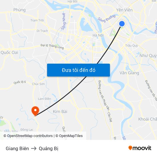 Giang Biên to Quảng Bị map
