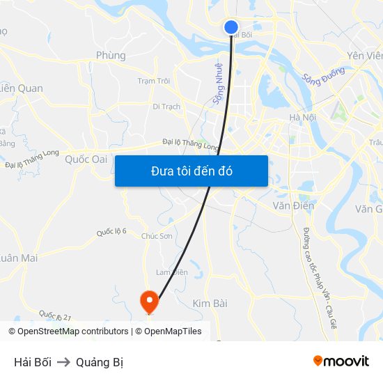 Hải Bối to Quảng Bị map