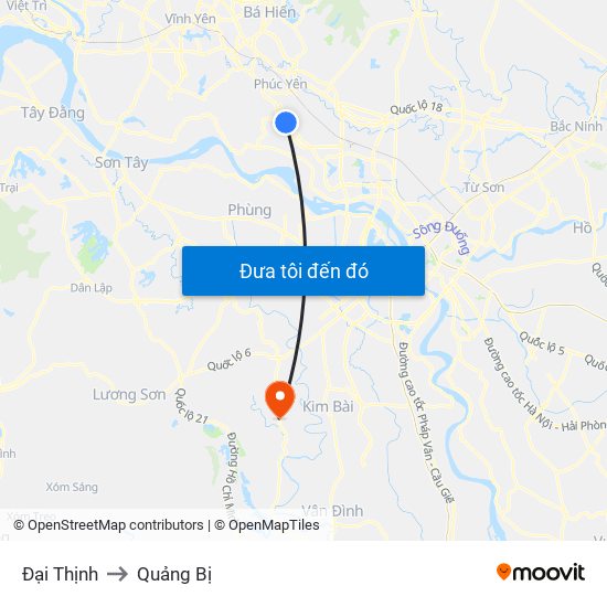Đại Thịnh to Quảng Bị map