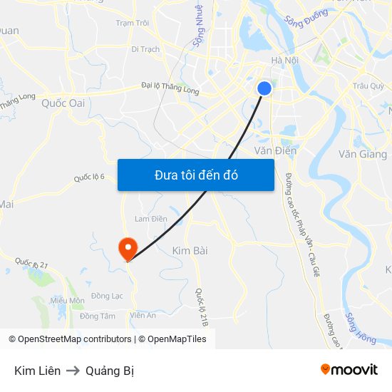 Kim Liên to Quảng Bị map