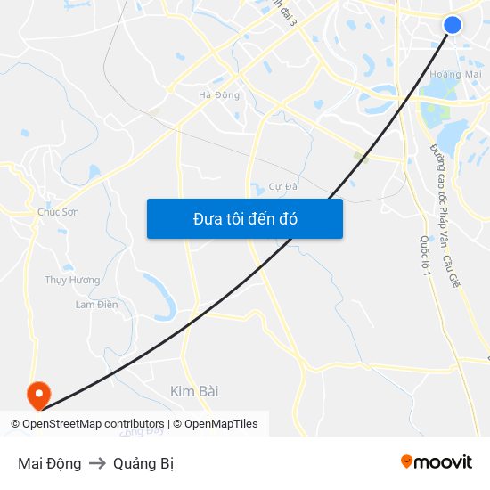 Mai Động to Quảng Bị map
