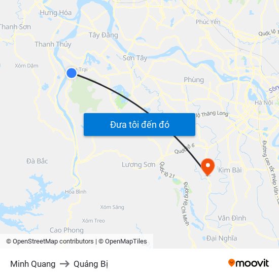 Minh Quang to Quảng Bị map