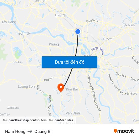 Nam Hồng to Quảng Bị map