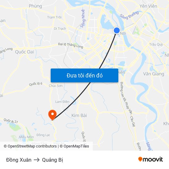 Đồng Xuân to Quảng Bị map