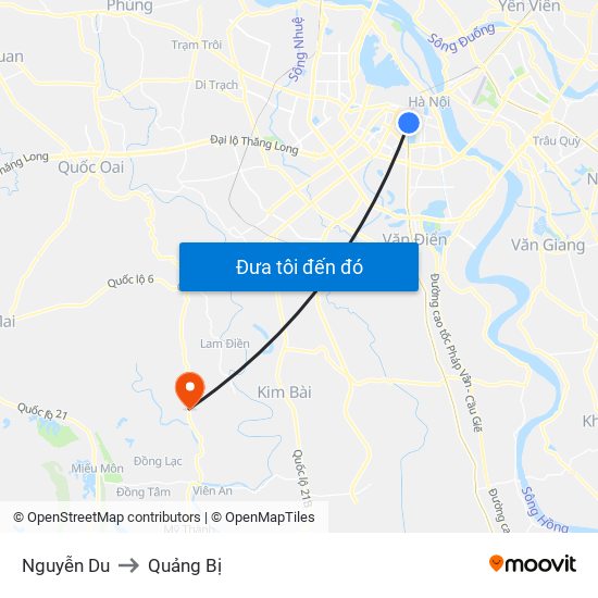 Nguyễn Du to Quảng Bị map