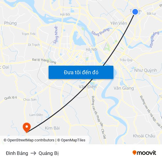 Đình Bảng to Quảng Bị map