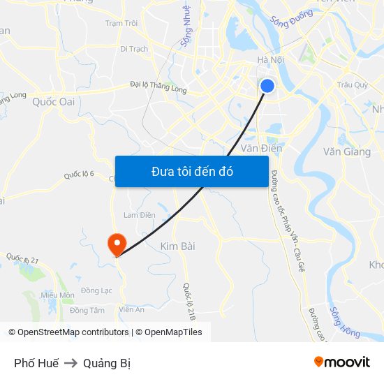 Phố Huế to Quảng Bị map