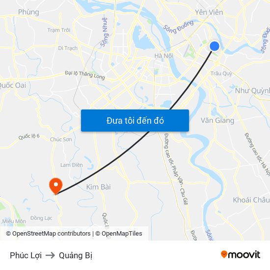 Phúc Lợi to Quảng Bị map