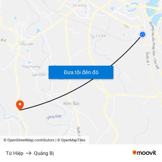 Tứ Hiệp to Quảng Bị map