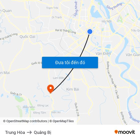 Trung Hòa to Quảng Bị map