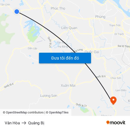 Vân Hòa to Quảng Bị map