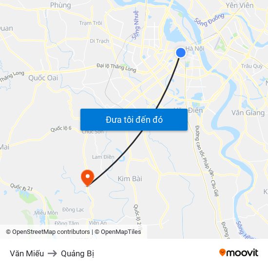 Văn Miếu to Quảng Bị map