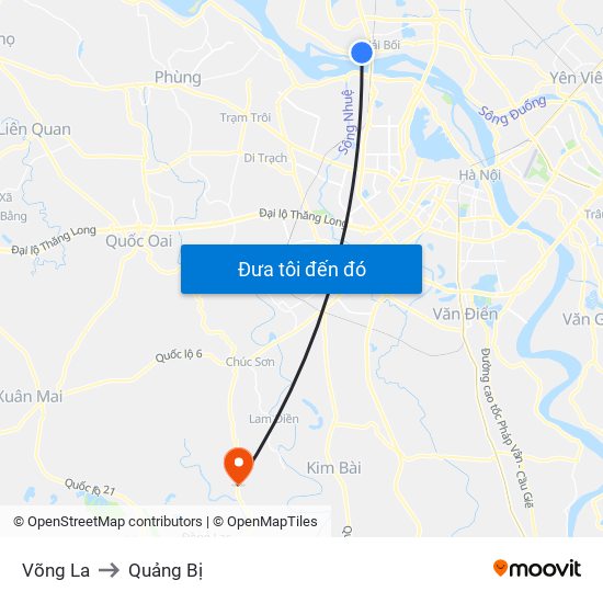 Võng La to Quảng Bị map