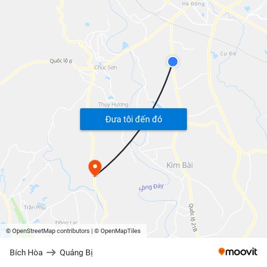 Bích Hòa to Quảng Bị map