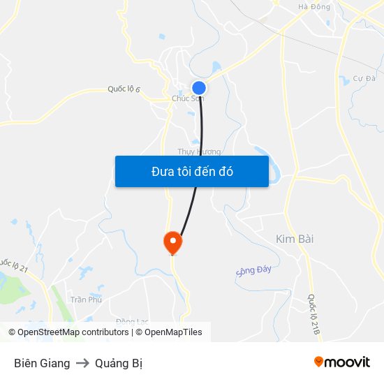 Biên Giang to Quảng Bị map