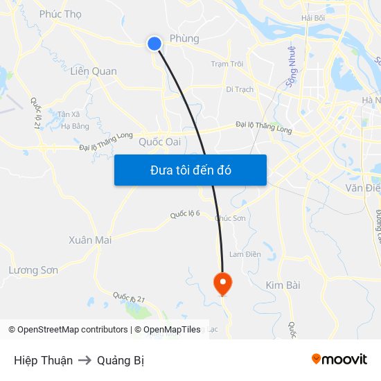 Hiệp Thuận to Quảng Bị map