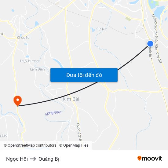 Ngọc Hồi to Quảng Bị map