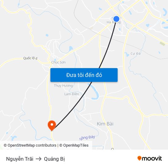 Nguyễn Trãi to Quảng Bị map