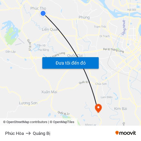 Phúc Hòa to Quảng Bị map