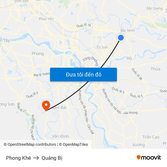 Phong Khê to Quảng Bị map