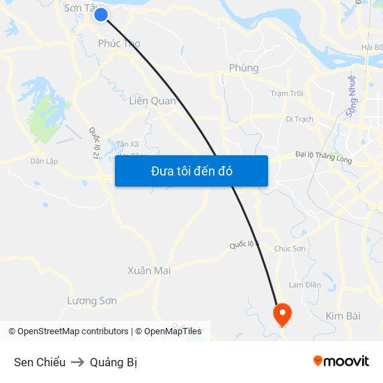 Sen Chiểu to Quảng Bị map