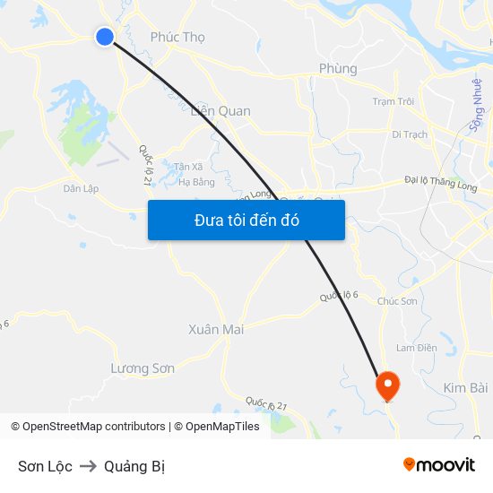 Sơn Lộc to Quảng Bị map