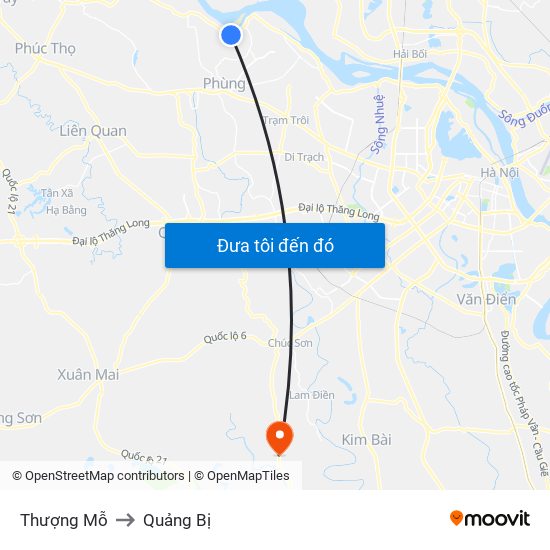 Thượng Mỗ to Quảng Bị map