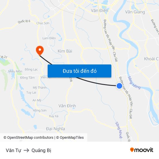 Văn Tự to Quảng Bị map